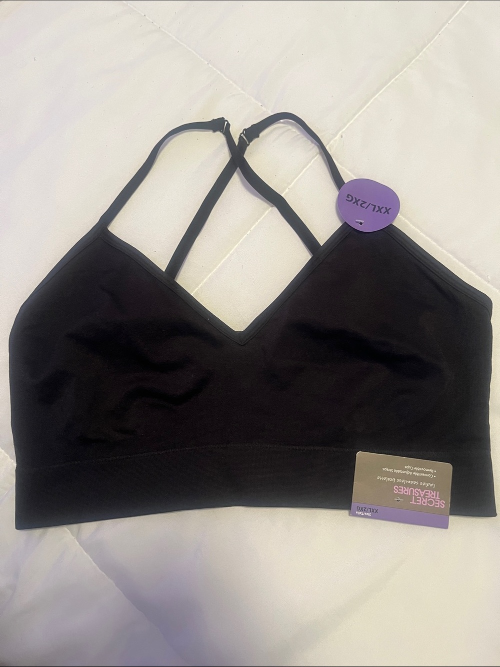 Secret Treasures Black Seamless Strappy Bralette - Women Intimates NWT